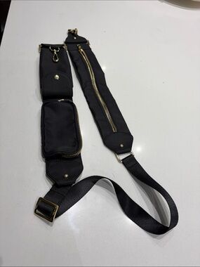 Bandolier Black Belt Bag Strap with Gold Hardware